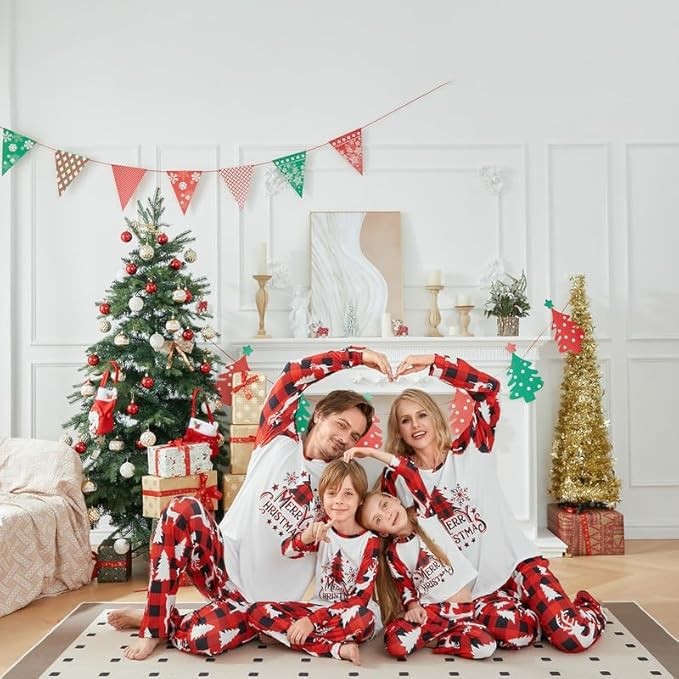 Family Pajama Set, festive plaid pattern