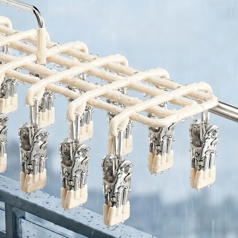 Stainless Steel Clothes Rack with Multiple Clips
