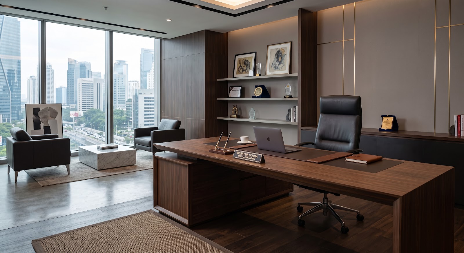 Desain interior ruang direktur mewah minimalis modern COCOUP