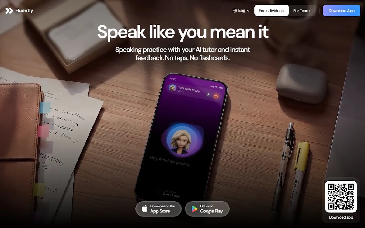 Captura de Fluently: AI English coach