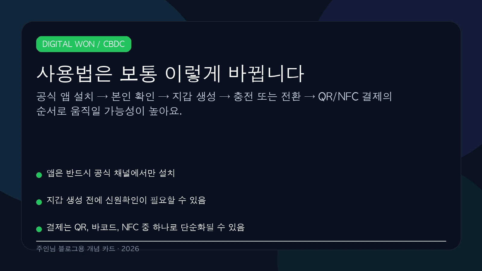 디지털 원화 결제 사용법 2026