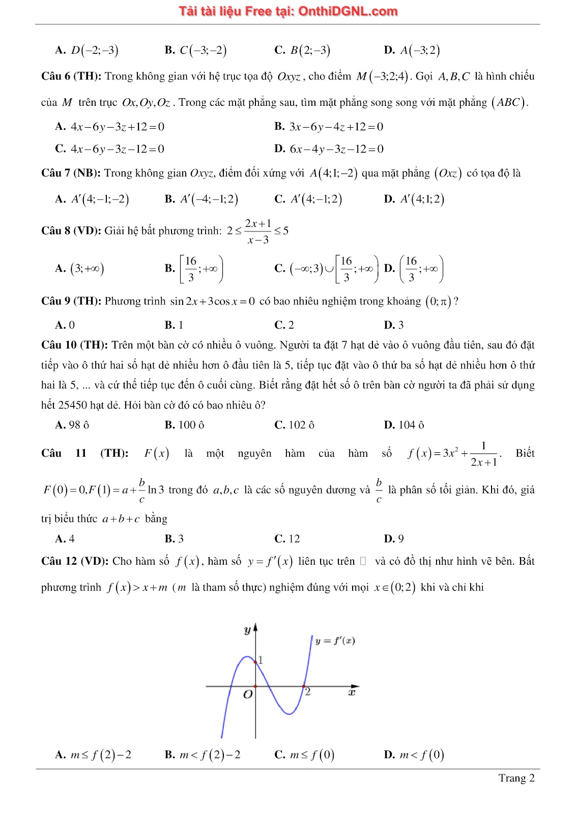 1300 bài tập môn Toán - Ôn thi ĐGNL ĐHQG Hà Nội Phần 13
