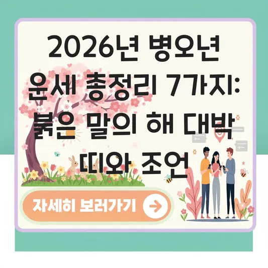 2026년 병오년 신년 운세: 붉은 말의 해에 대박 나는 띠와 감정 기복 관리가 필요한 띠별 맞춤 조언 대표 이미지