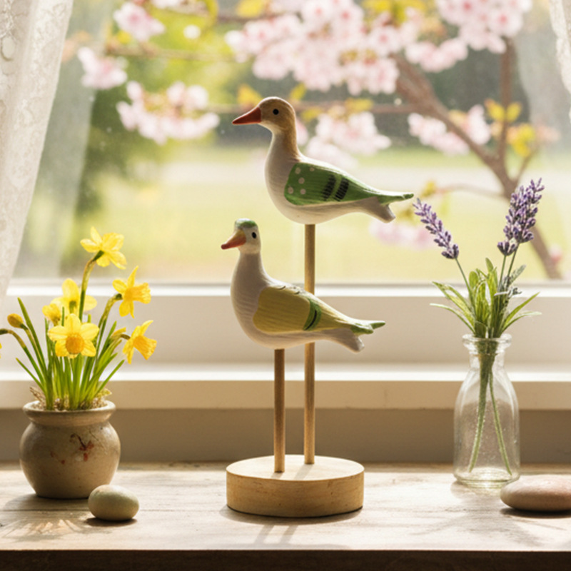 Wood Bird Decorative Figure, Table Decoration in New Chinese Style
