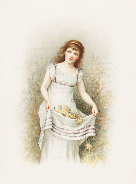 Woman gathering daffodils 1893