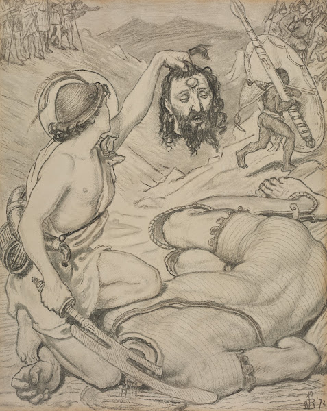 David and Goliath Cartoon for Stained Glass Window at Jesus College Cambridge 18