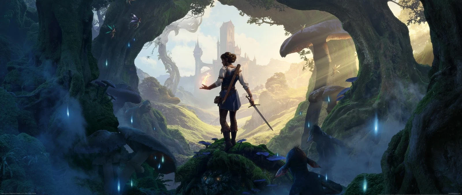 Fable Heroine In Magical Forest - Fantasy Digital Art 4K Wallpaper (5120x2160)