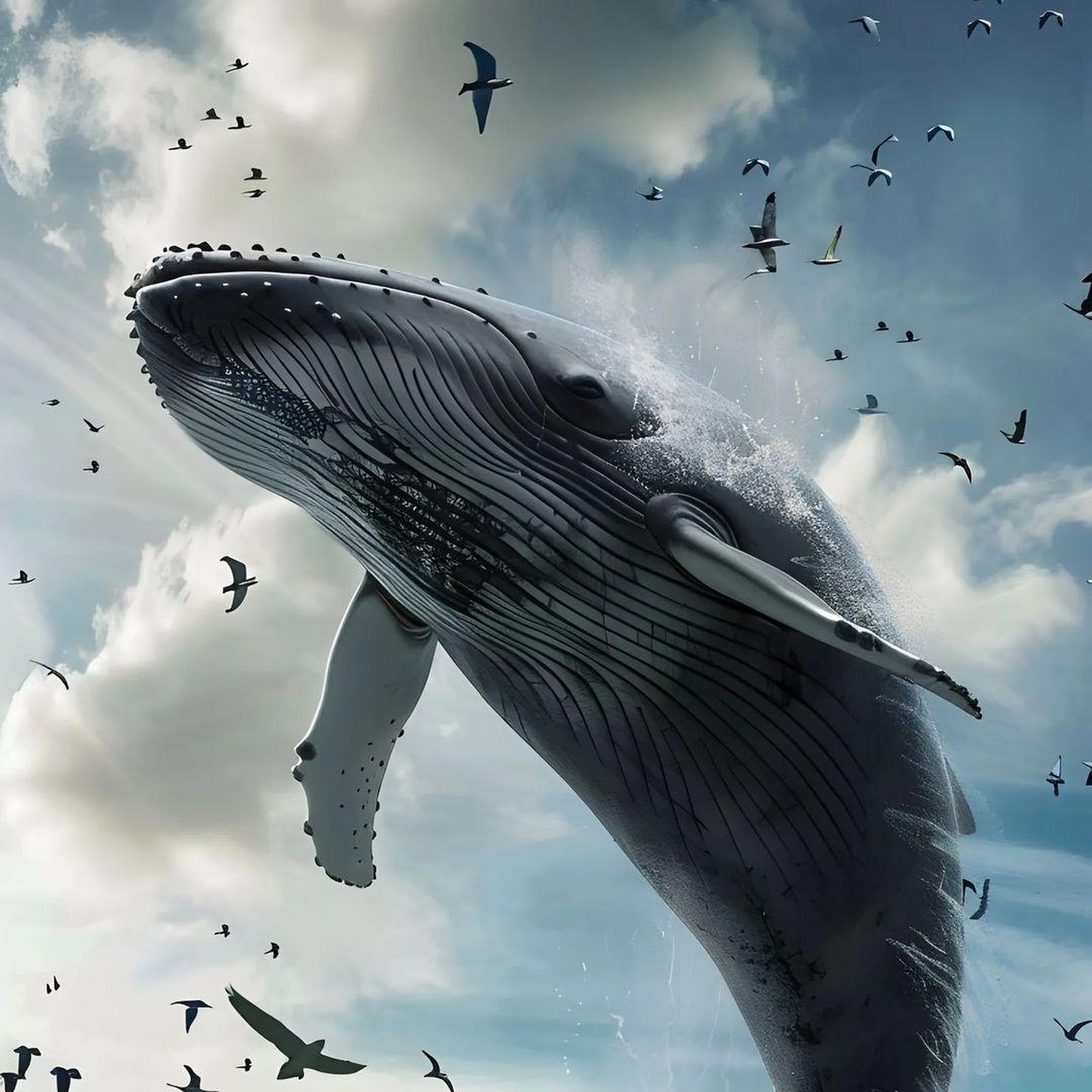 Download Humpback Whale Breaching Into Clouds Full HD iPhone