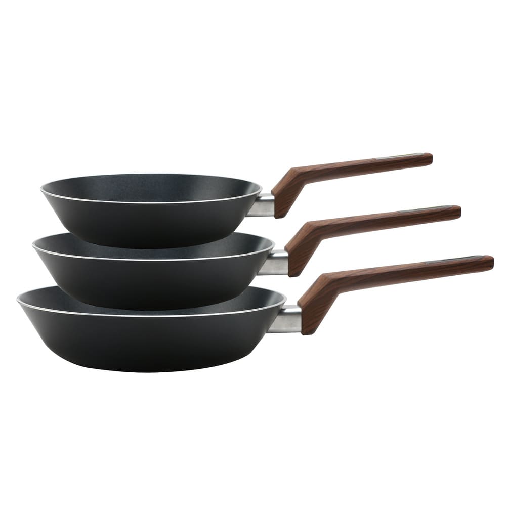 Set de sartenes de aluminio forjado Masterchef™ by Huken™ Wood Pro, 3 piezas