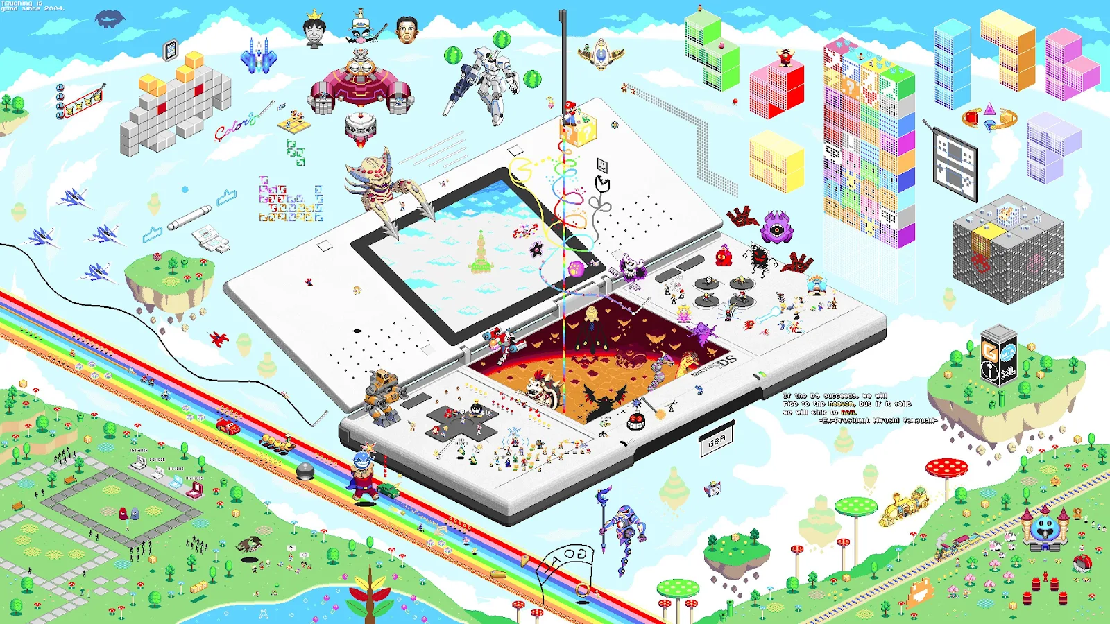 Nintendo DS Pixel Art Crossover - Isometric Pixel Art 4K Wallpaper (3840x2160)