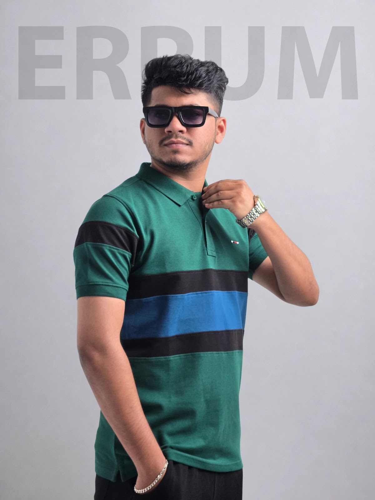 Tommy Chest Panel Polo - Green