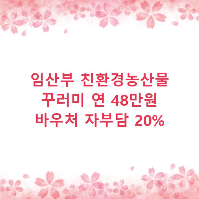 임산부 친환경농산물 꾸러미 연 48만원 바우처 자부담 20%