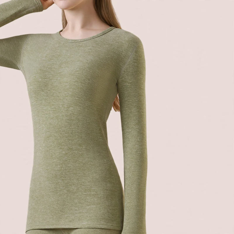 Women's thermal shirt, padded, with stand-up collar