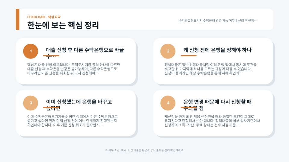 수익공유형모기지 수탁은행 선택과 변경 절차를 단계별로 설명하는 본문 이미지