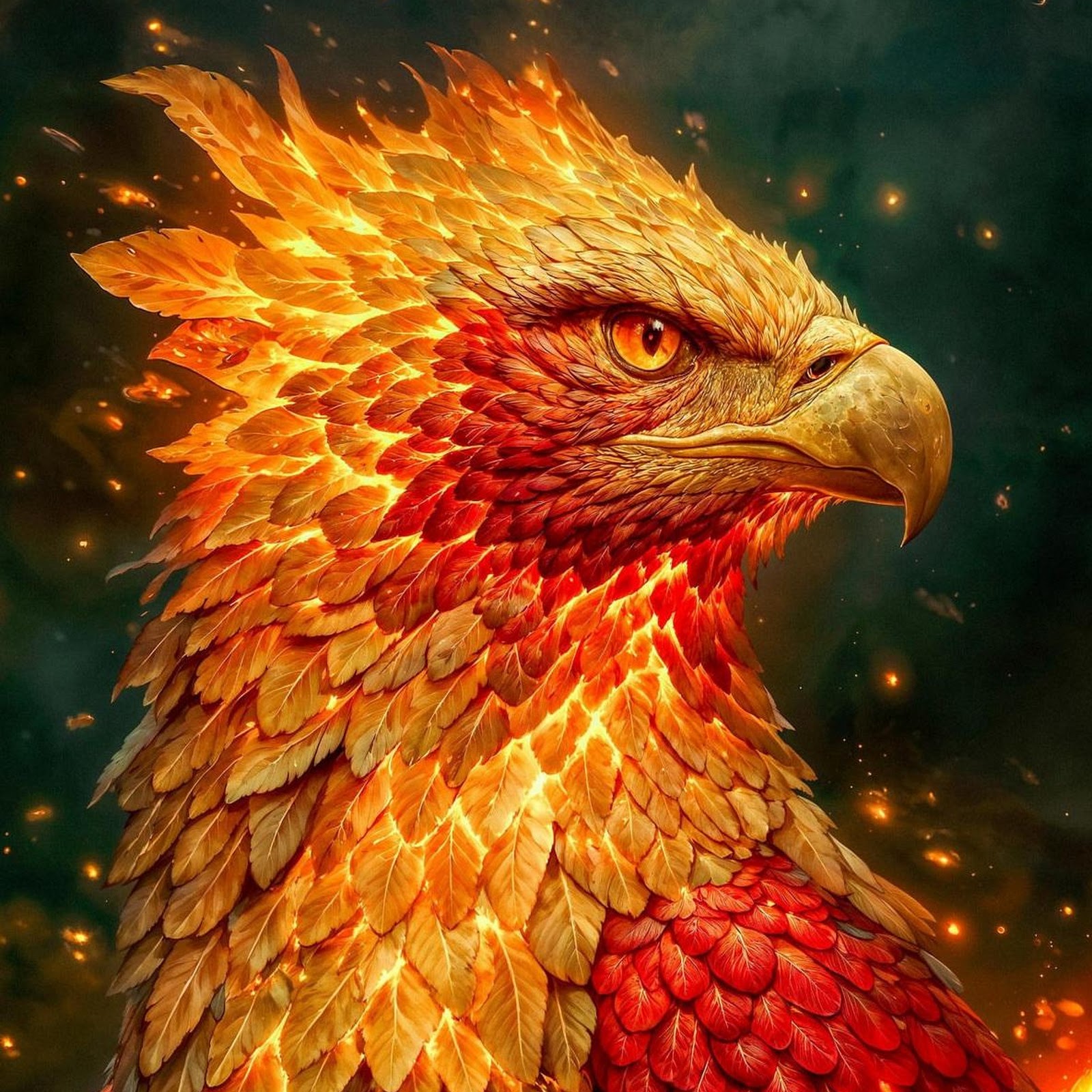 Download Majestic Fiery Phoenix Portrait Full HD iPhone