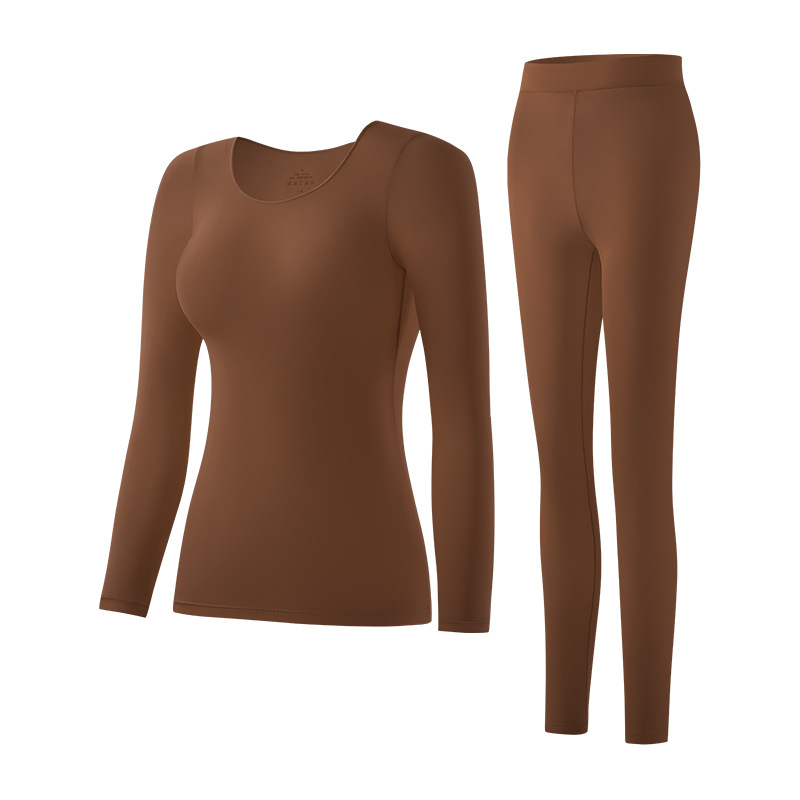 Women's thermal underwear set, ultra-thin, round neck