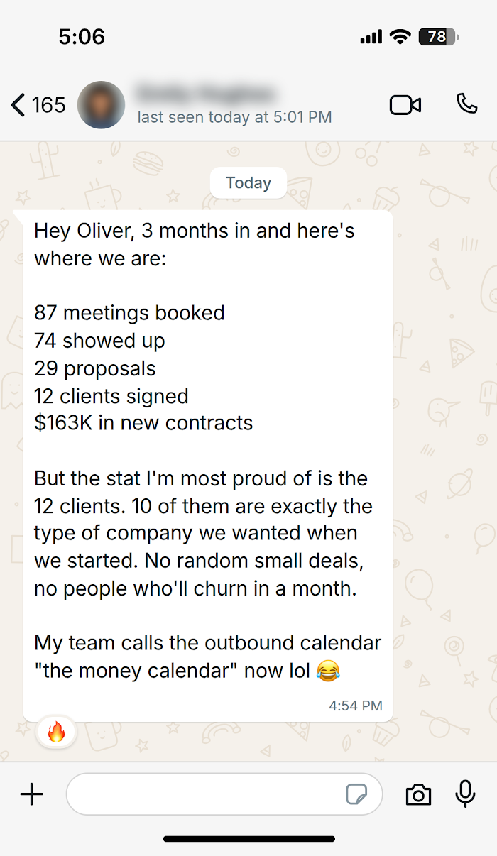 Client message on WhatsApp