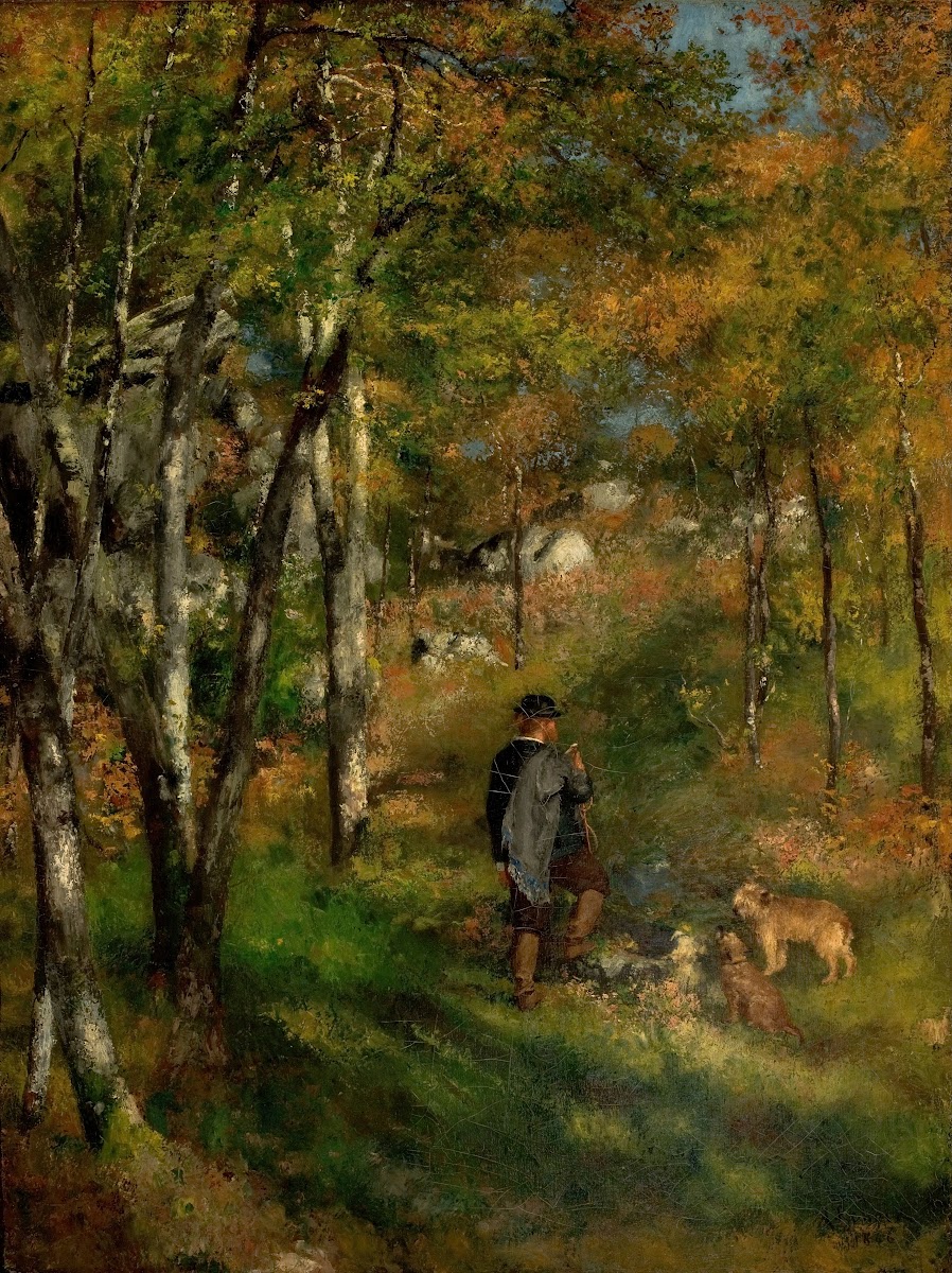 Jules Le Coeur and his dogs in the forest of Fontainebleau 1866