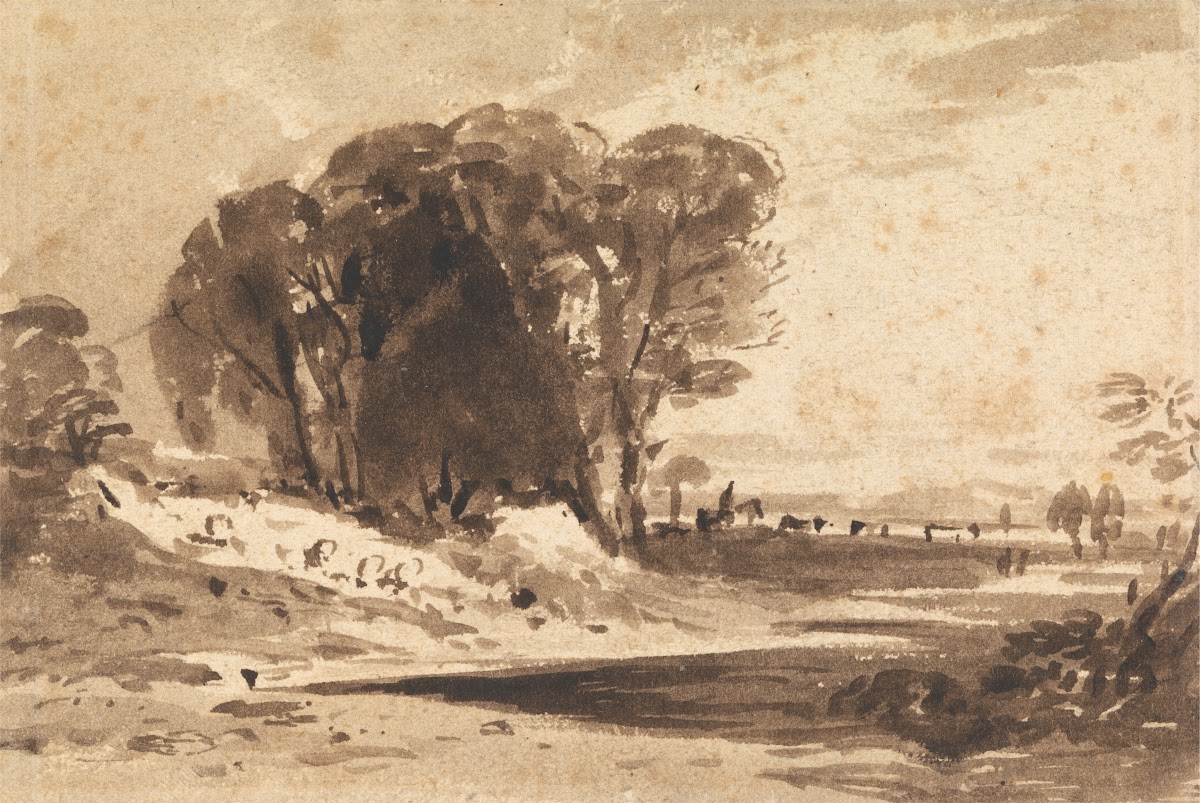Trees on a Knoll by a Stream ca 1830