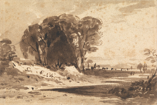 Trees on a Knoll by a Stream ca 1830