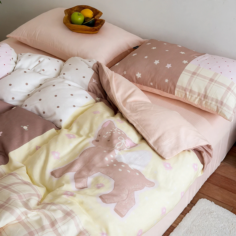 Cotton Bedding Set, Double Layered, 3-4 Piece