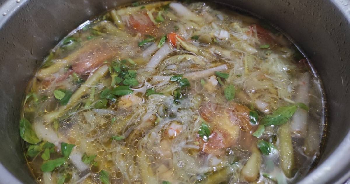 Canh bồng khoai(ngó khoai) nấu tôm