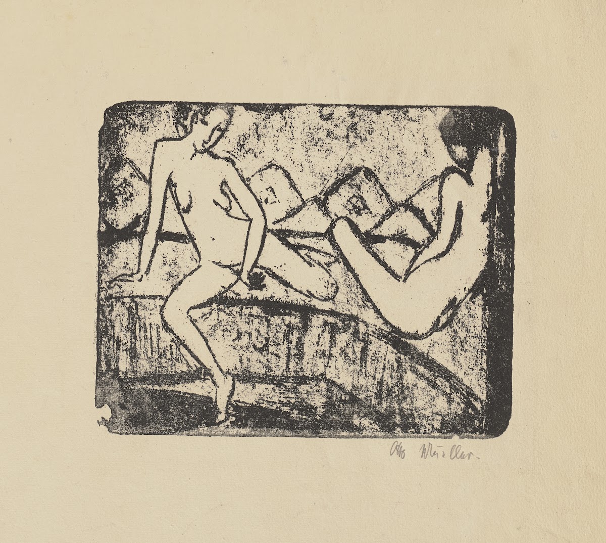 Zwei auf dem Sofa sitzende Mädchen 1912  1914