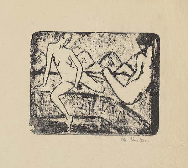 Zwei auf dem Sofa sitzende Mädchen 1912  1914