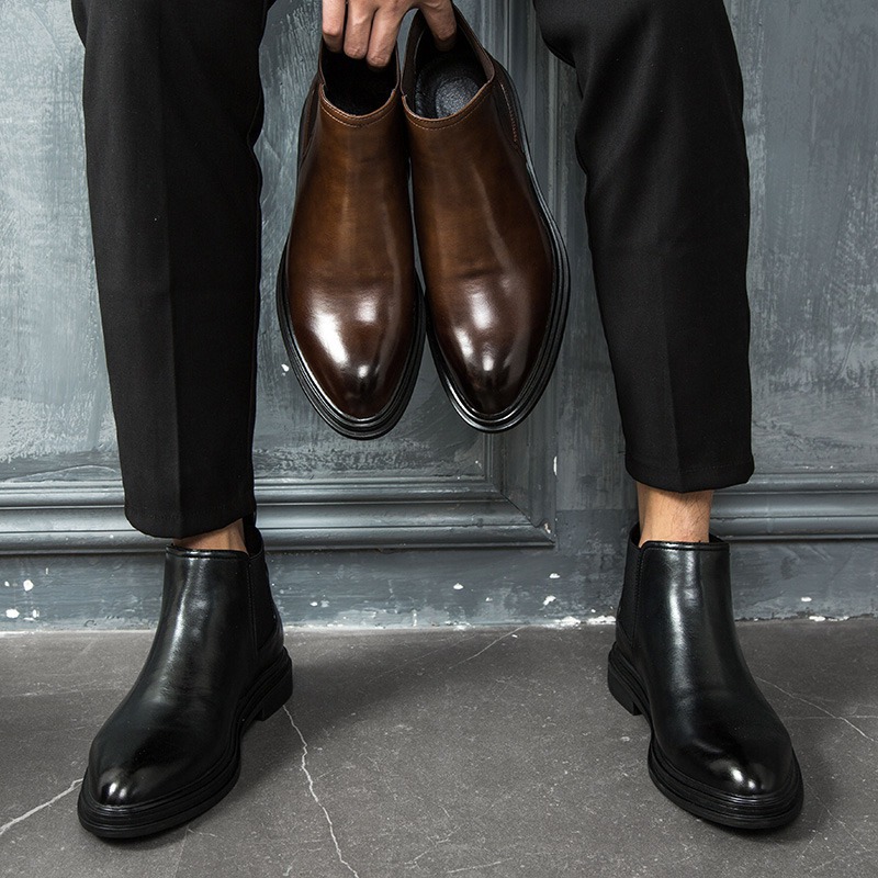 Men's Chelsea boots, pointed, lined