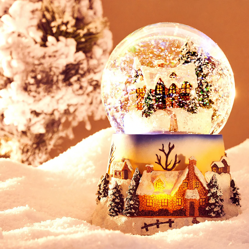 Musical Snow Globe Music Box with Snow Hut