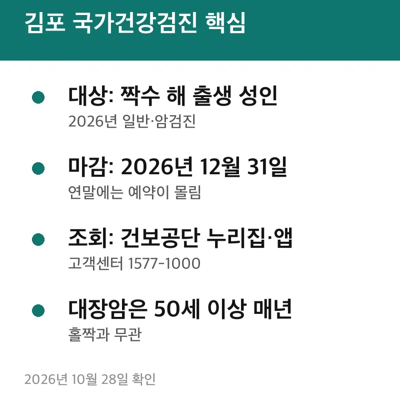 김포 국가건강검진 핵심
