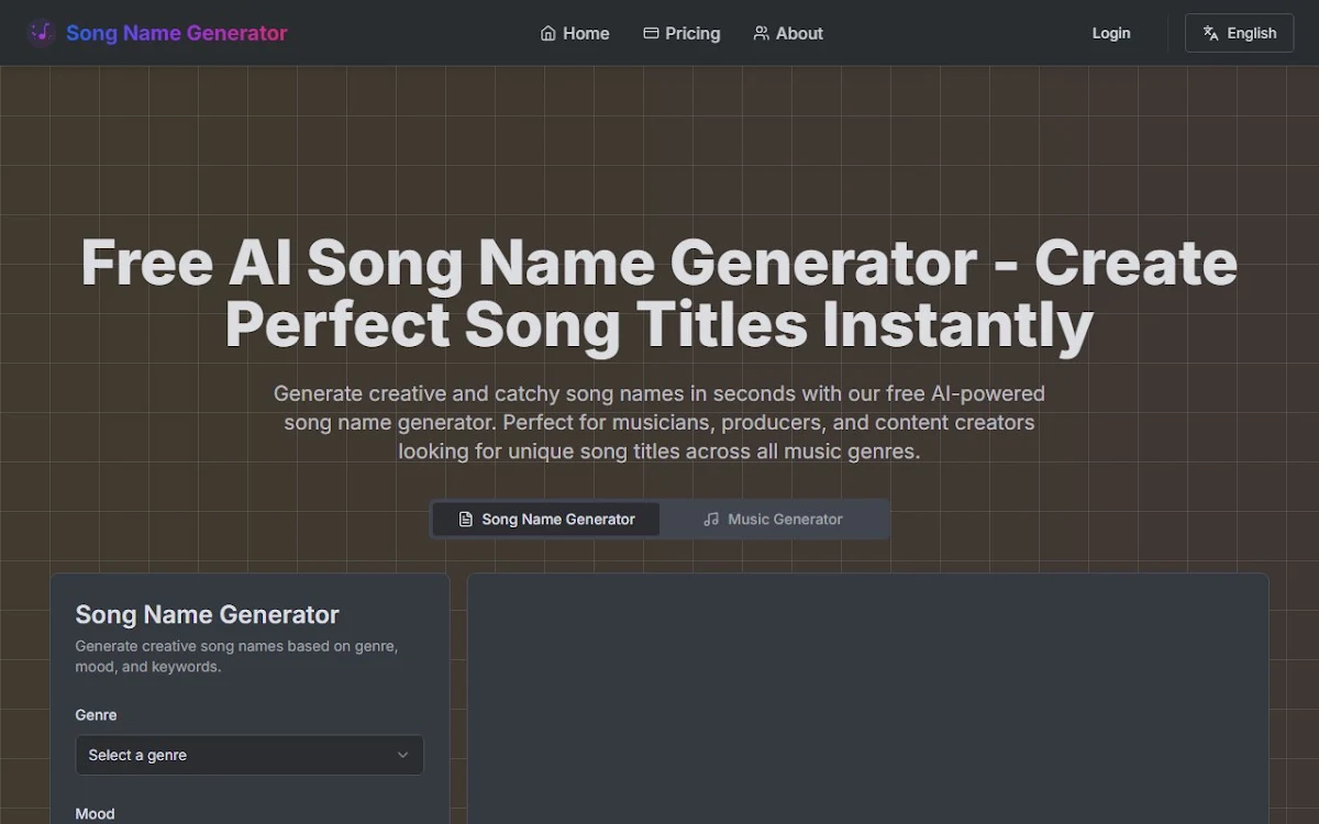 Captura de AI Song Name Generator