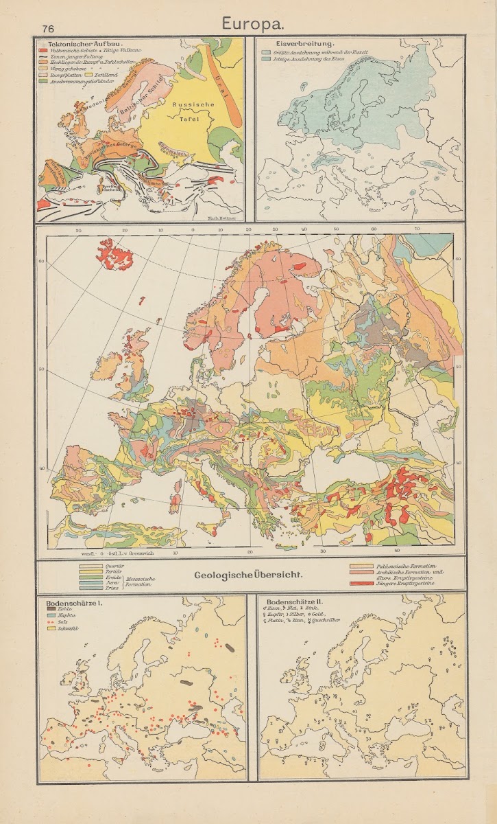 Europa Geologische Übersicht 1930