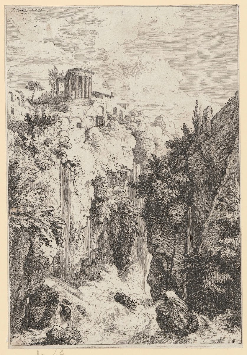 Waterfall and Temple of the Sibyl in Tivoli 1745