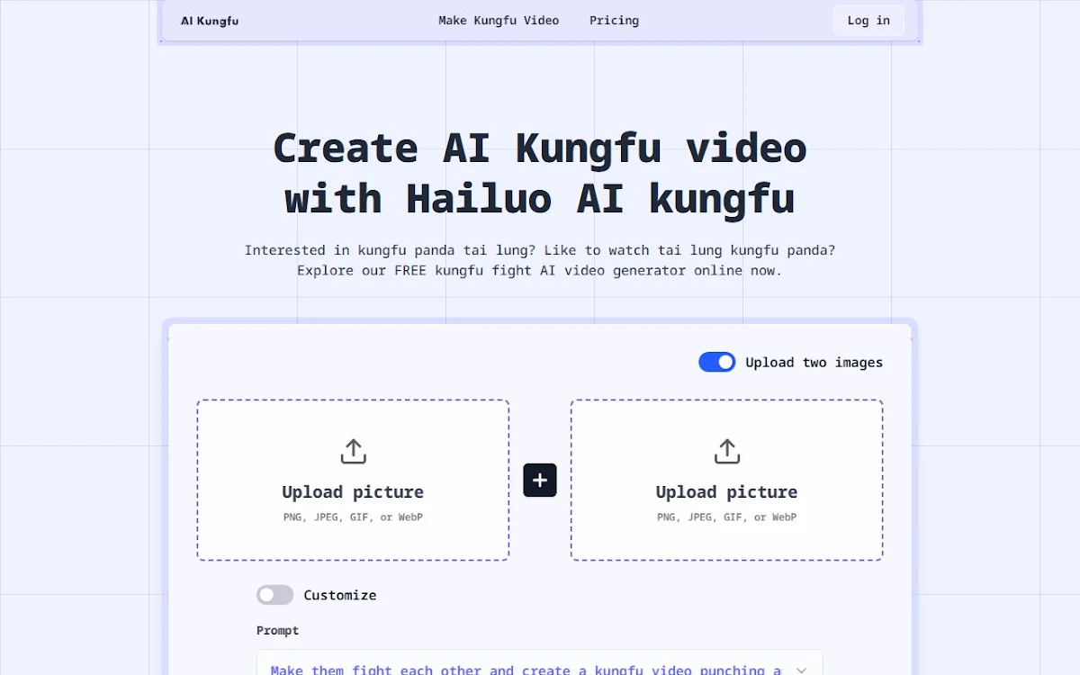 Captura de AI Kungfu Video Generator