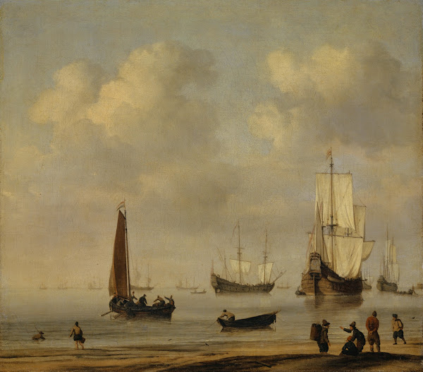 Three Masted Ships and Fishing Boats in a Calm 1655 65