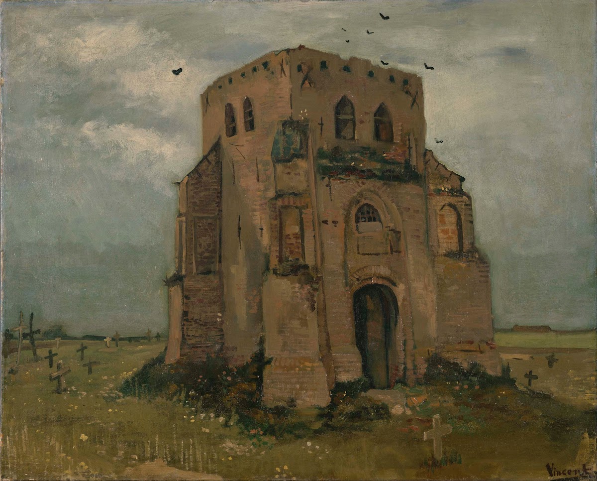 The old church tower at Nuenen The peasants churchyard 1885