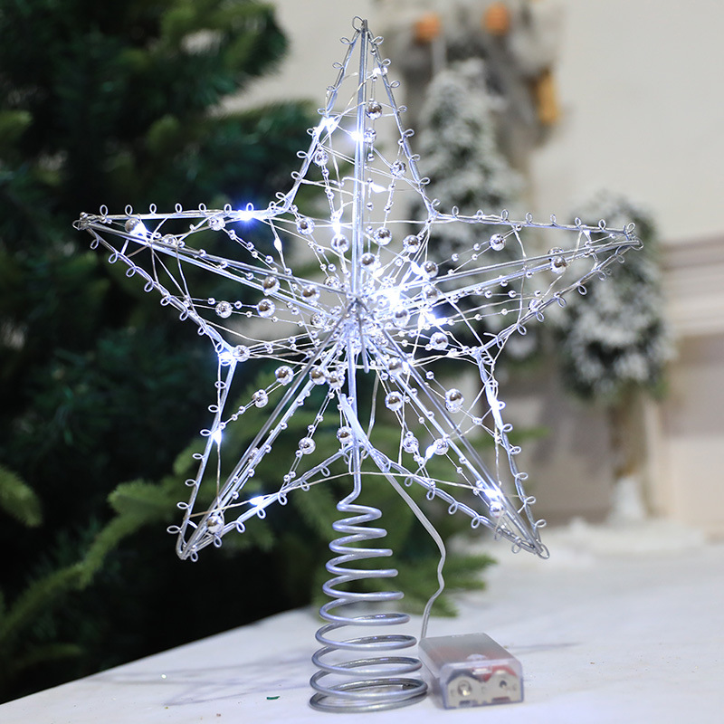 Weihnachtsbaum-Spitze Stern 25cm mit Perlenkette und Licht