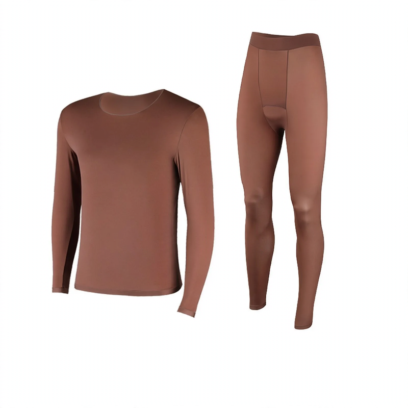 Thin thermal underwear set for men, crew neck