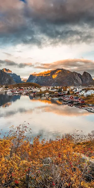 Lofoten, Mountains, Nature, Landscape, Fall 4K Wallpaper Background
