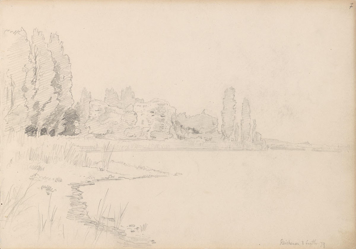 Strand med popler Reichenau 1879