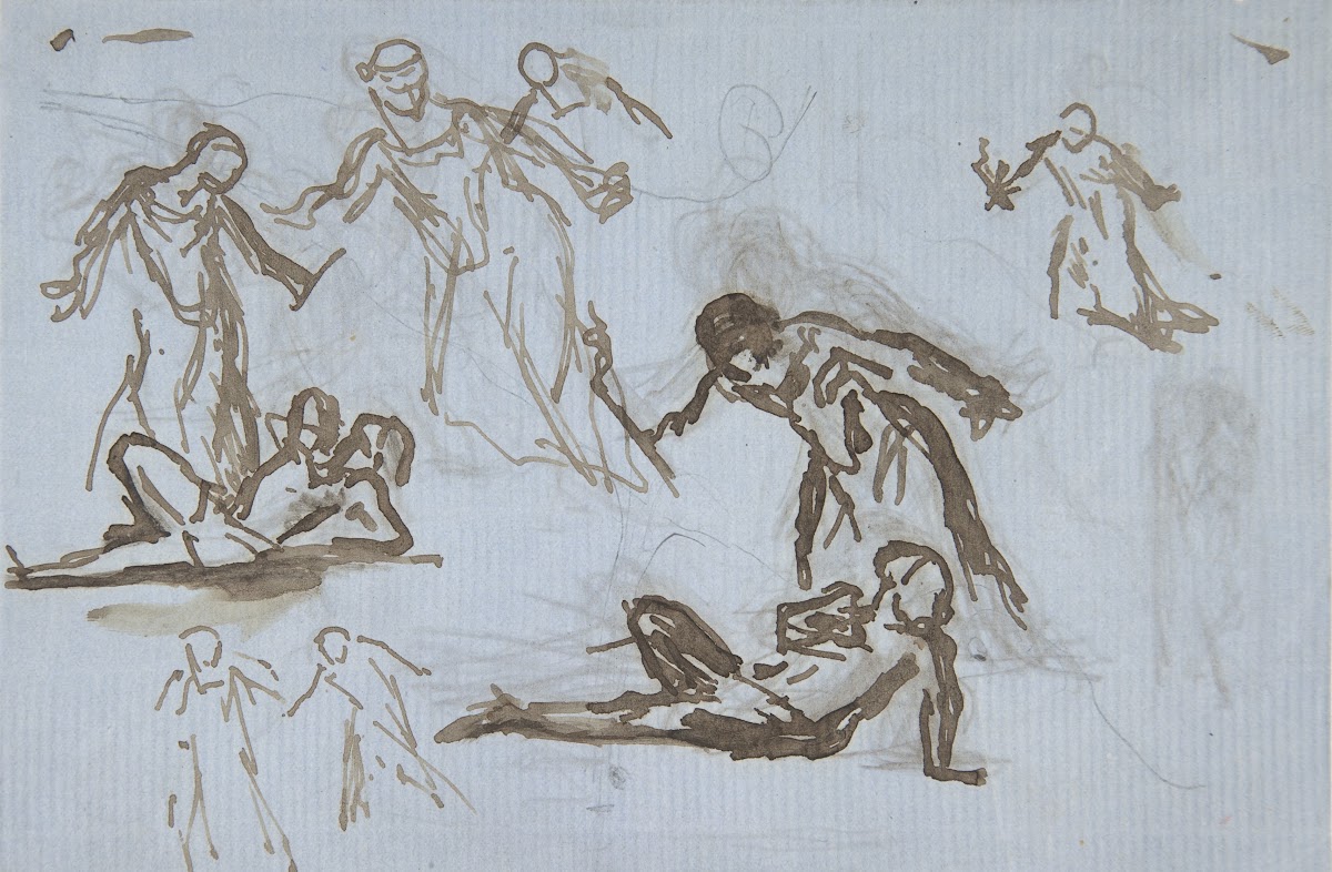 Sheet of figure studies 19th century