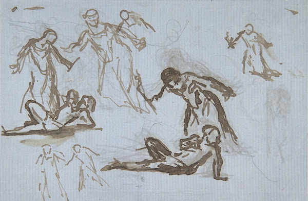 Sheet of figure studies 19th century