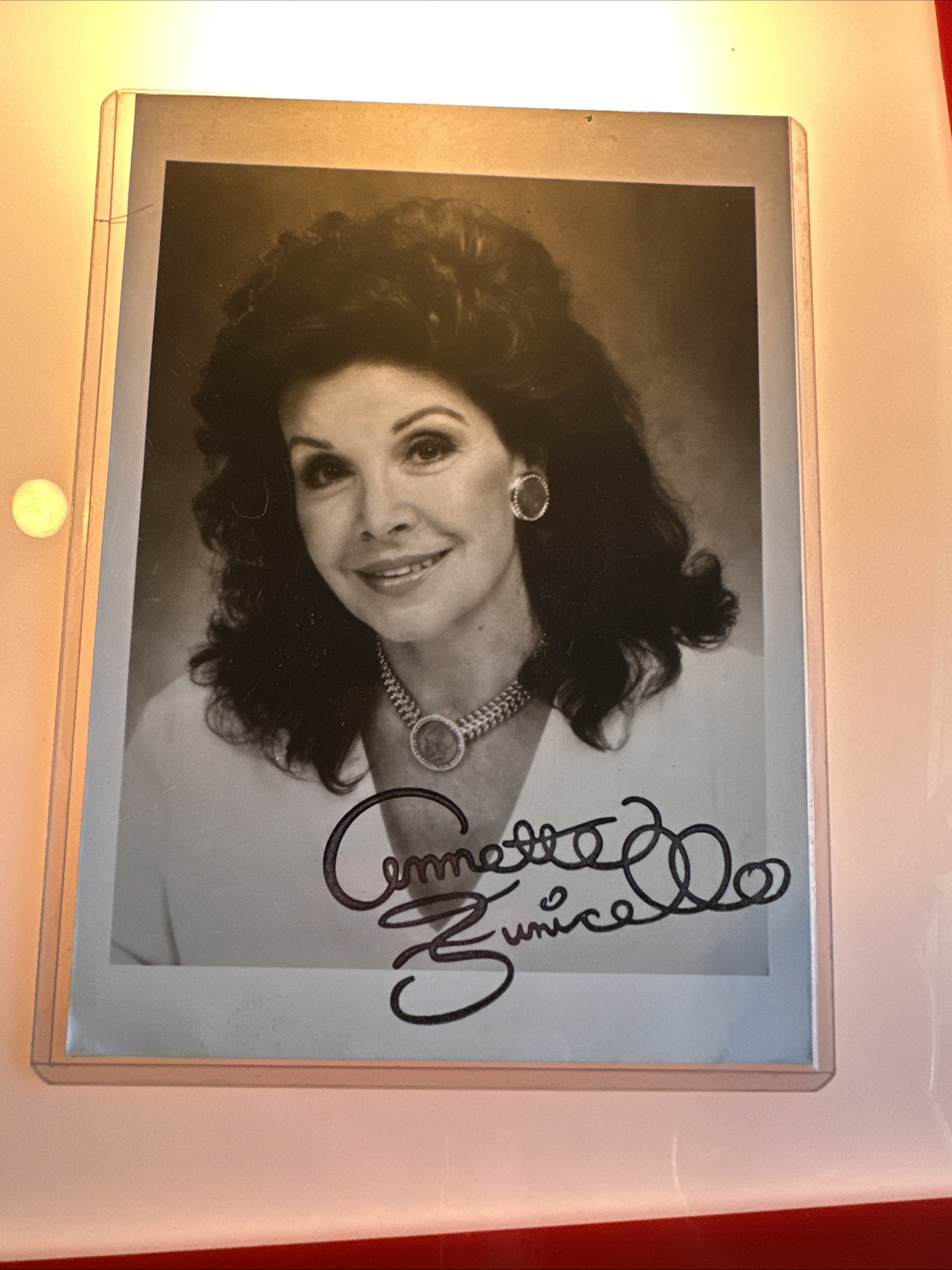 Autographed 8x10 glossy black and white publicity portrait of Annette Funicello with her signature in pen