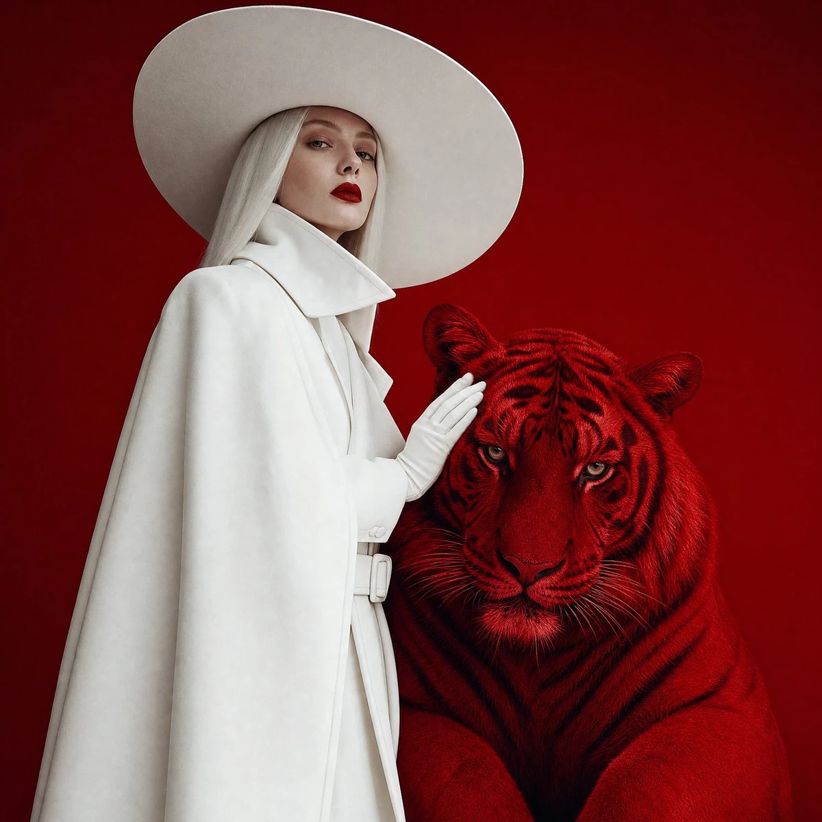 Retrato editorial de moda surrealista de una mujer