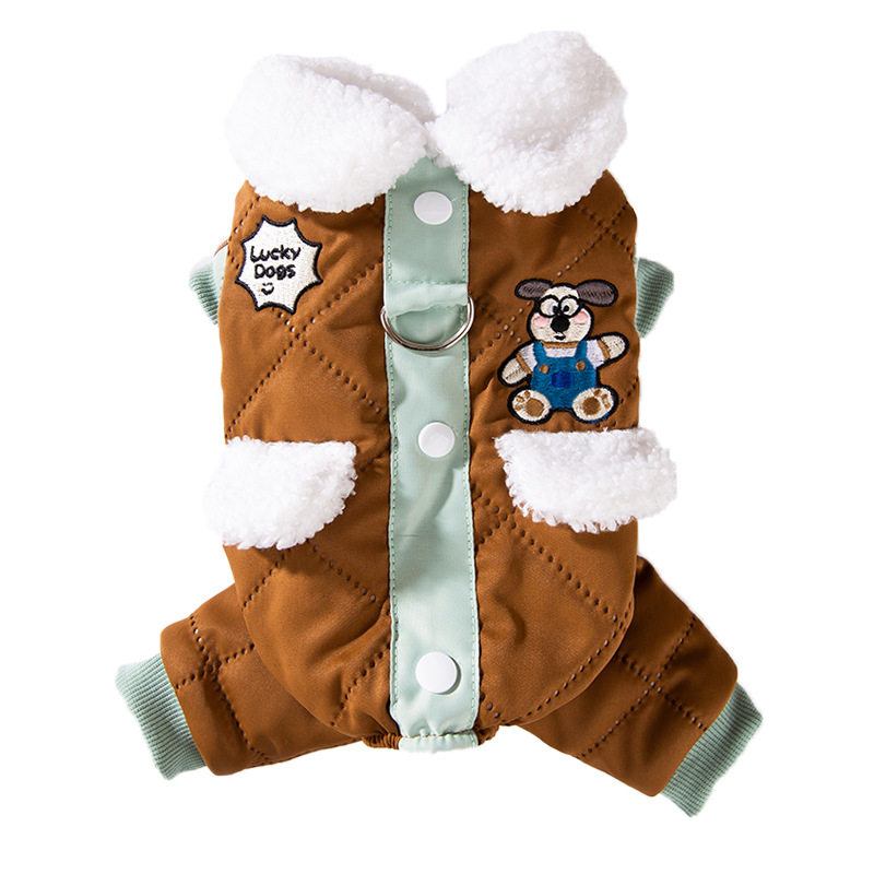 Winter jacket for small dogs with pockets and leash