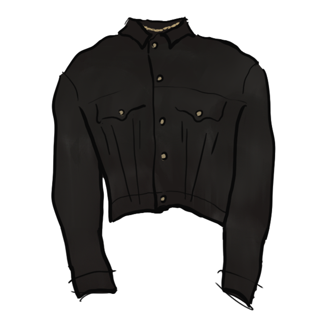 Yeezy Balenciaga Exaggerated-Shoulder Cropped Denim Jacket product image