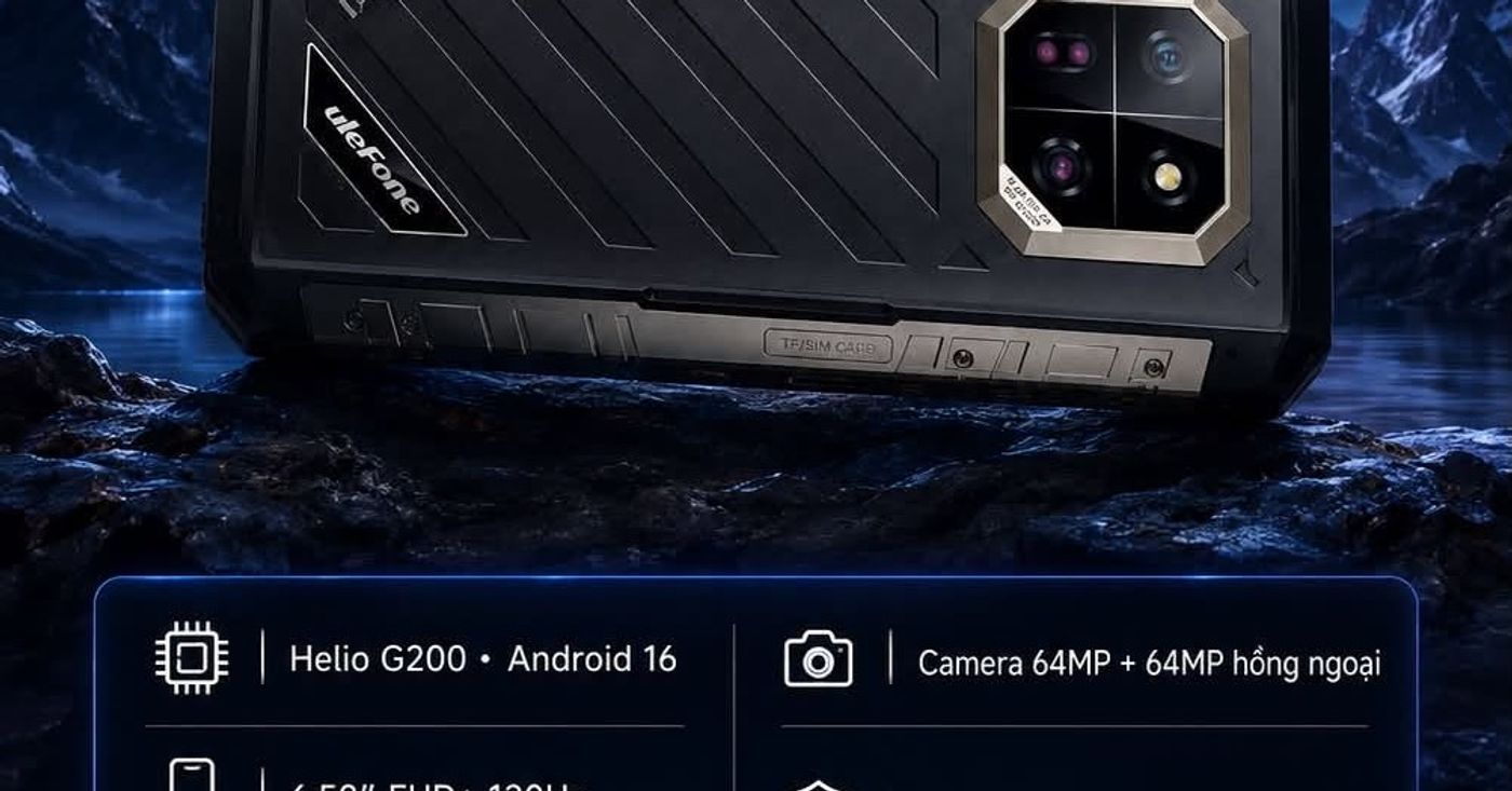 Ulefone Armor 22 Pro mở bán toàn cầu, camera kép 64MP, eSIM và độ bền IP69K từ khoảng 6,34 triệu VND #Ulefone #UlefoneArmor22Pro #Armor22Pro #DienThoaiBenBi #DienThoaiChongNuoc #Ca