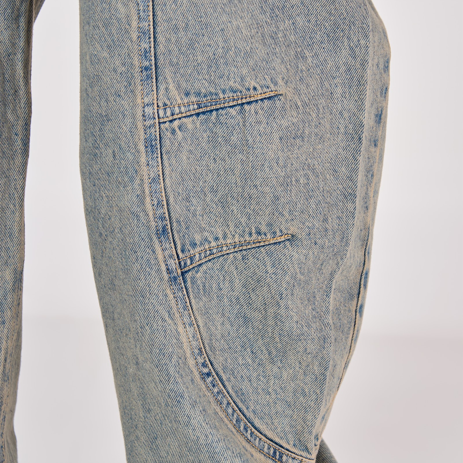 Jean dama barrel tiro medio rígido 100% algodón, color azul dirty - Vista 7