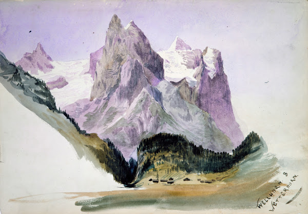 Wellhorn and Wetterhorn from Brunig overleaf 1870